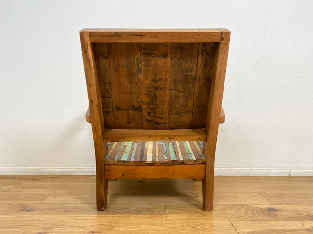 Boatwood by WMK I 1/2 Wunderschöner Relax Sessel aus altem Bootsholz, ein handgefertigtes Unikat aus massivem Teakholz I Holzsessel Balkonsessel Gartenstuhl Gartensessel Gastro Gartenmöbel Balkonmöbel