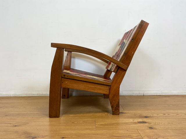 Boatwood by WMK I Besonderer Relax Sessel aus altem Bootsholz, ein handgefertigtes Unikat aus massivem Teakholz I Holzsessel Balkonsessel Gartenstuhl Gartensessel Gastro Gartenmöbel Balkonmöbel Boot