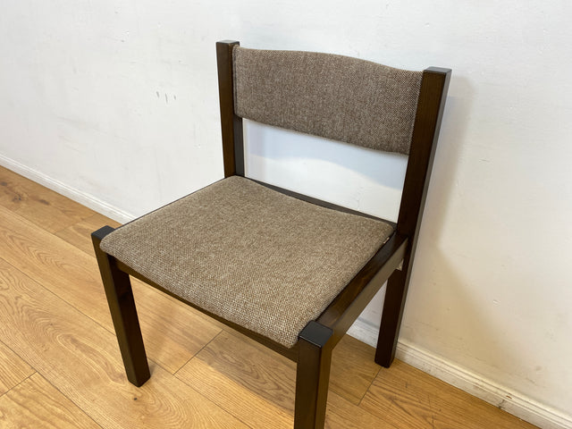 WMK # Set aus 6 stilvollen skandinavischen Vintage Esszimmerstühlen mit braunem Holzgestell und hochwertigem grauem Wollbezug I Stühle Küchenstühle Holzstühle Dining Chairs 70er 80er Berlin Jena Bonn