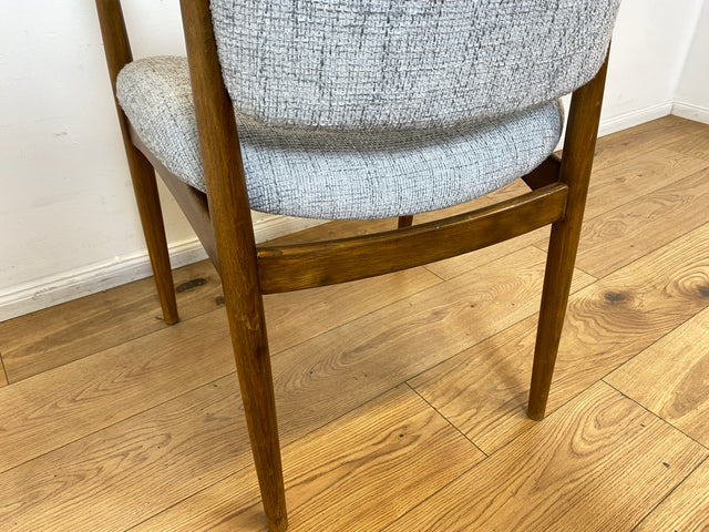 WMK I Skandinavischer Mid-Century Designer Sessel von Ejnar Larsen & Aksel Bender für Fritz Hansen mit Wollbezug & Teakholz Rahmen I Armlehnstuhl Armchair Stuhl Schreibtisch Danish Design Vintage Teak