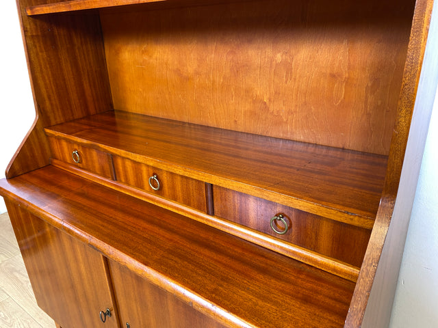WMK I Hochwertiger skandinavischer Mid-Century Bücherschrank aus vollem Holz mit ausziehbarer Schreibplatte I Sekretär Desk Schreibtisch Bücherregal Regal Highboard Kommode Vintage Berlin Köln Bremen
