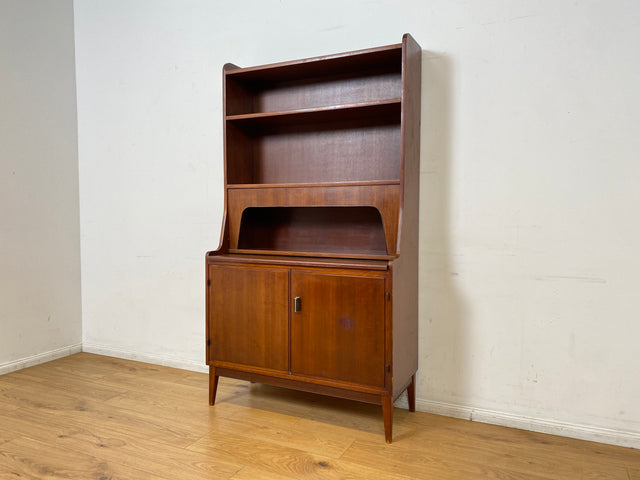 WMK I Schöner skandinavischer Mid-Century Bücherschrank mit ausziehbarer Schreibfläche und Geheimfach I Sekretär Schreibtisch Regal Bücherregal Highboard Kommode Vintage 60er Berlin Hannover Leipzig