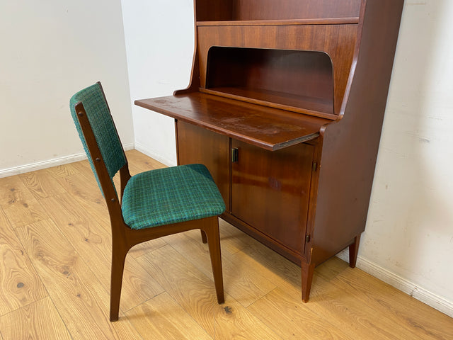 WMK I Schöner skandinavischer Mid-Century Bücherschrank mit ausziehbarer Schreibfläche und Geheimfach I Sekretär Schreibtisch Regal Bücherregal Highboard Kommode Vintage 60er Berlin Hannover Leipzig