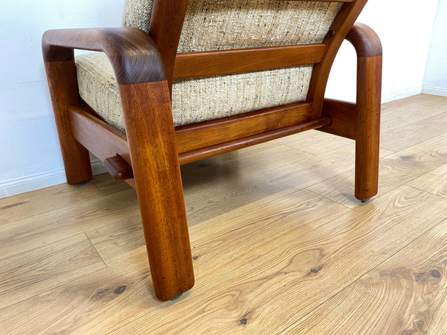 WMK I 1/2 Rarer skandinavischer Designer Sessel von HS Design, Teakholz Rahmen und feiner Wollbezug I Hochlehner Lesesessel Relax Armchair Teak Danish Design Mid-Century Vintage Berlin Hamburg München