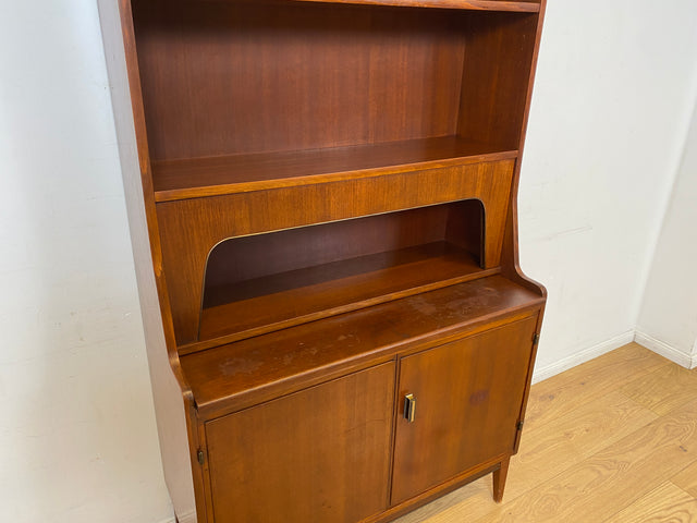 WMK I Schöner skandinavischer Mid-Century Bücherschrank mit ausziehbarer Schreibfläche und Geheimfach I Sekretär Schreibtisch Regal Bücherregal Highboard Kommode Vintage 60er Berlin Hannover Leipzig