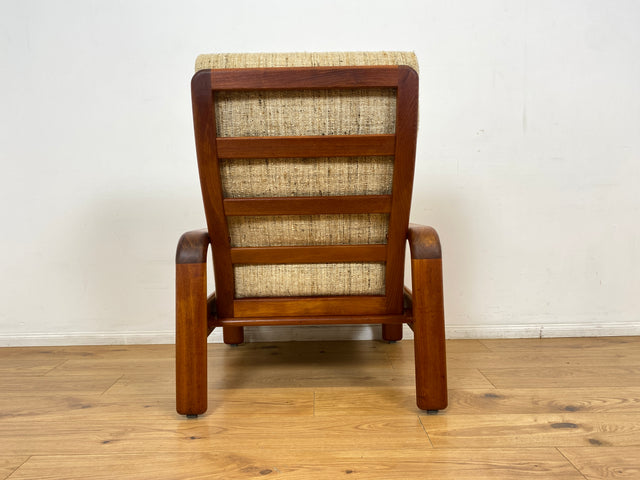 WMK I 1/2 Rarer skandinavischer Designer Sessel von HS Design, Teakholz Rahmen und feiner Wollbezug I Hochlehner Lesesessel Relax Armchair Teak Danish Design Mid-Century Vintage Berlin Hamburg München