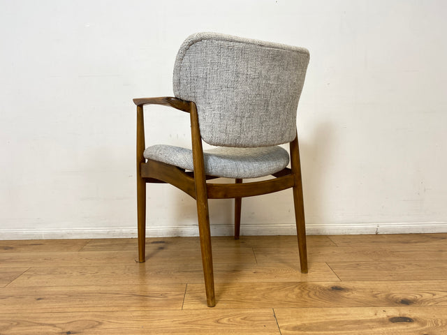 WMK I Skandinavischer Mid-Century Designer Sessel von Ejnar Larsen & Aksel Bender für Fritz Hansen mit Wollbezug & Teakholz Rahmen I Armlehnstuhl Armchair Stuhl Schreibtisch Danish Design Vintage Teak