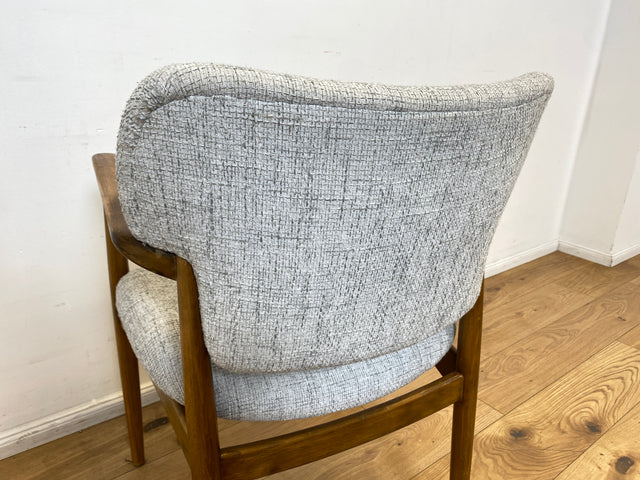 WMK I Skandinavischer Mid-Century Designer Sessel von Ejnar Larsen & Aksel Bender für Fritz Hansen mit Wollbezug & Teakholz Rahmen I Armlehnstuhl Armchair Stuhl Schreibtisch Danish Design Vintage Teak