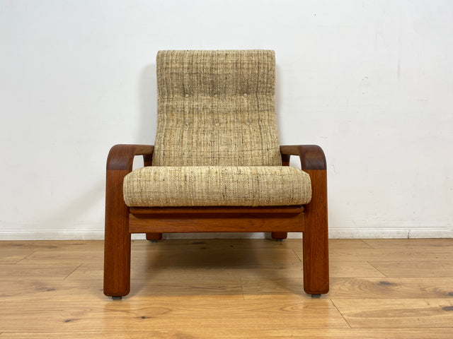 WMK I 1/2 Rarer skandinavischer Designer Sessel von HS Design, Teakholz Rahmen und feiner Wollbezug I Hochlehner Lesesessel Relax Armchair Teak Danish Design Mid-Century Vintage Berlin Hamburg München