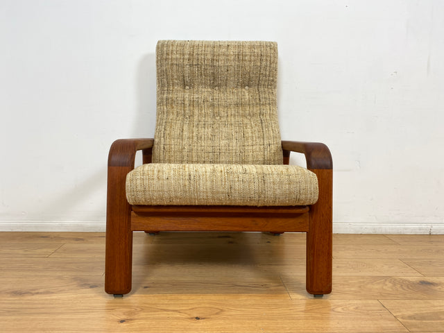 WMK I 1/2 Rarer skandinavischer Designer Sessel von HS Design, Teakholz Rahmen und feiner Wollbezug I Hochlehner Lesesessel Relax Armchair Teak Danish Design Mid-Century Vintage Berlin Hamburg München