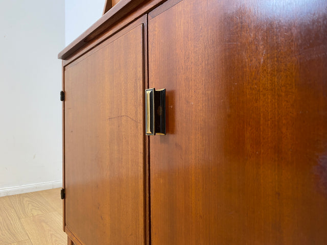 WMK I Schöner skandinavischer Mid-Century Bücherschrank mit ausziehbarer Schreibfläche und Geheimfach I Sekretär Schreibtisch Regal Bücherregal Highboard Kommode Vintage 60er Berlin Hannover Leipzig