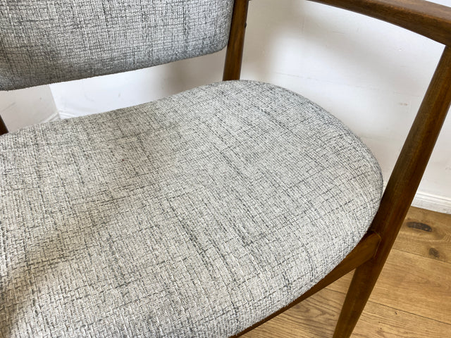 WMK I Skandinavischer Mid-Century Designer Sessel von Ejnar Larsen & Aksel Bender für Fritz Hansen mit Wollbezug & Teakholz Rahmen I Armlehnstuhl Armchair Stuhl Schreibtisch Danish Design Vintage Teak