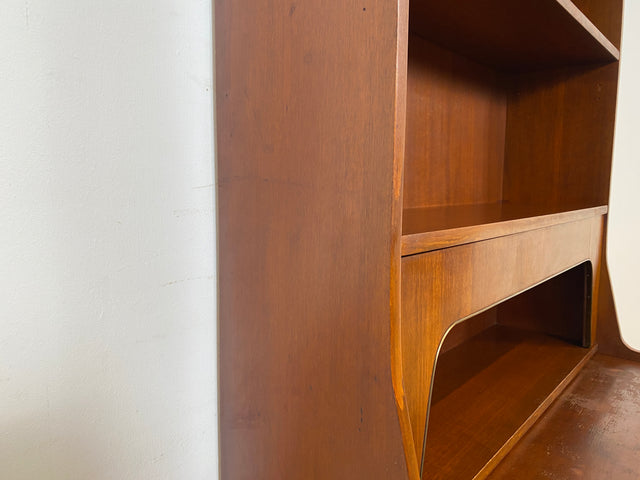 WMK I Schöner skandinavischer Mid-Century Bücherschrank mit ausziehbarer Schreibfläche und Geheimfach I Sekretär Schreibtisch Regal Bücherregal Highboard Kommode Vintage 60er Berlin Hannover Leipzig