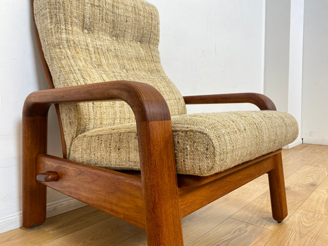 WMK I 1/2 Rarer skandinavischer Designer Sessel von HS Design, Teakholz Rahmen und feiner Wollbezug I Hochlehner Lesesessel Relax Armchair Teak Danish Design Mid-Century Vintage Berlin Hamburg München