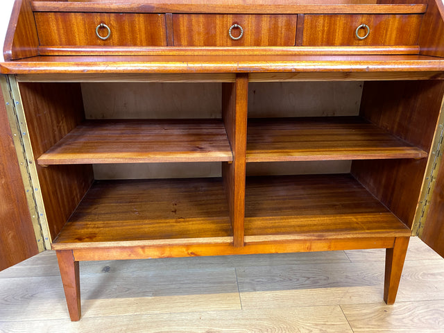 WMK I Hochwertiger skandinavischer Mid-Century Bücherschrank aus vollem Holz mit ausziehbarer Schreibplatte I Sekretär Desk Schreibtisch Bücherregal Regal Highboard Kommode Vintage Berlin Köln Bremen