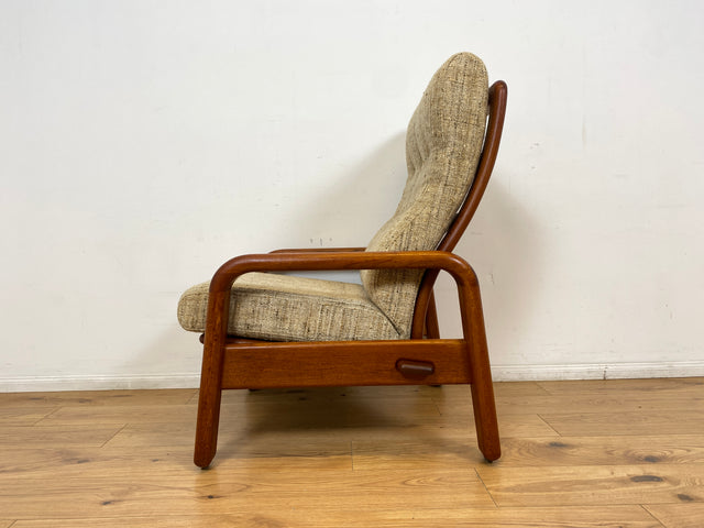 WMK I 1/2 Rarer skandinavischer Designer Sessel von HS Design, Teakholz Rahmen und feiner Wollbezug I Hochlehner Lesesessel Relax Armchair Teak Danish Design Mid-Century Vintage Berlin Hamburg München