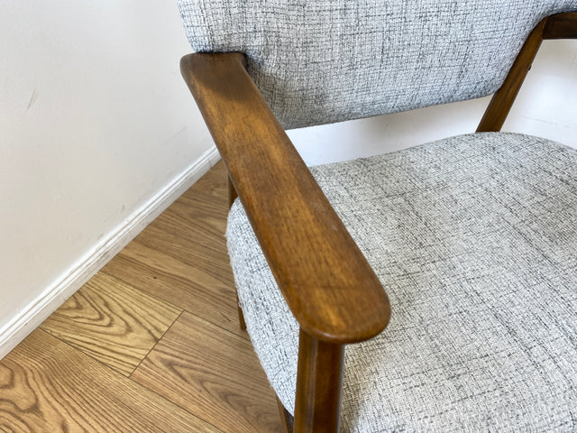 WMK I Skandinavischer Mid-Century Designer Sessel von Ejnar Larsen & Aksel Bender für Fritz Hansen mit Wollbezug & Teakholz Rahmen I Armlehnstuhl Armchair Stuhl Schreibtisch Danish Design Vintage Teak