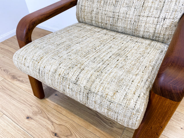 WMK I 1/2 Rarer skandinavischer Designer Sessel von HS Design, Teakholz Rahmen und feiner Wollbezug I Hochlehner Lesesessel Relax Armchair Teak Danish Design Mid-Century Vintage Berlin Hamburg München