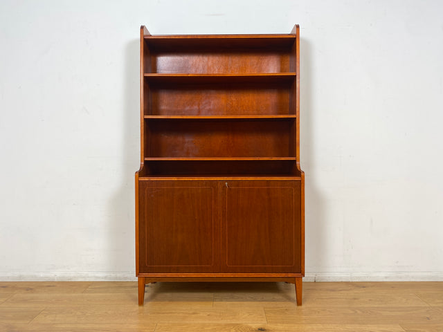 WMK I Hochwertiger skandinavische Mid-Century Bücherschrank aus vollem Holz mit verstellbaren Regalböden und Schubladen I Regal Bücherregal Holzregal Highboard Kommode Vintage Berlin Hannover München