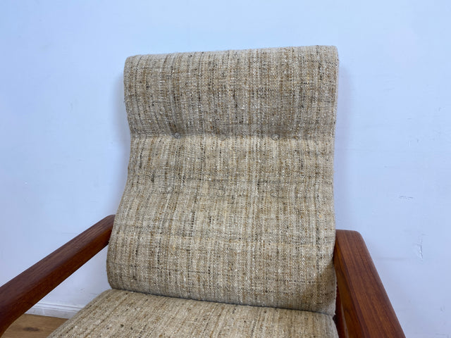 WMK I 1/2 Rarer skandinavischer Designer Sessel von HS Design, Teakholz Rahmen und feiner Wollbezug I Hochlehner Lesesessel Relax Armchair Teak Danish Design Mid-Century Vintage Berlin Hamburg München