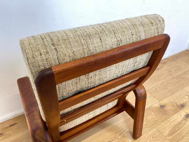 WMK I 1/2 Rarer skandinavischer Designer Sessel von HS Design, Teakholz Rahmen und feiner Wollbezug I Hochlehner Lesesessel Relax Armchair Teak Danish Design Mid-Century Vintage Berlin Hamburg München