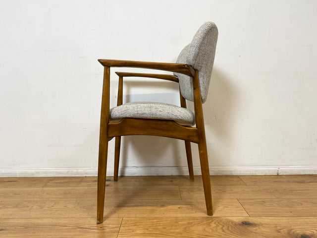 WMK I Skandinavischer Mid-Century Designer Sessel von Ejnar Larsen & Aksel Bender für Fritz Hansen mit Wollbezug & Teakholz Rahmen I Armlehnstuhl Armchair Stuhl Schreibtisch Danish Design Vintage Teak