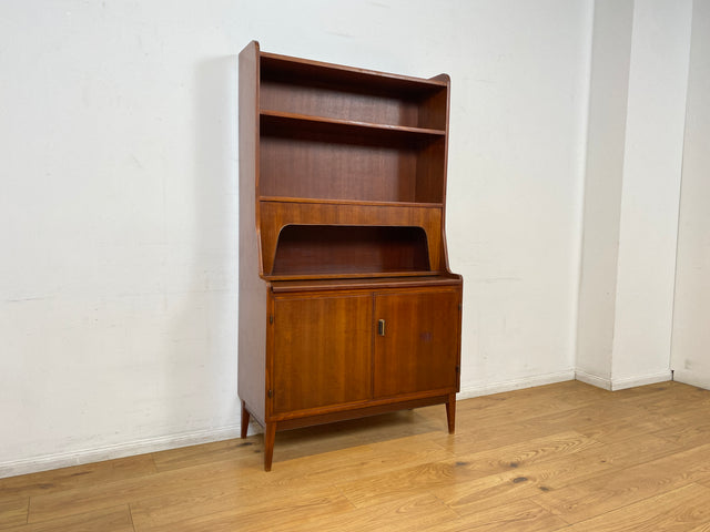 WMK I Schöner skandinavischer Mid-Century Bücherschrank mit ausziehbarer Schreibfläche und Geheimfach I Sekretär Schreibtisch Regal Bücherregal Highboard Kommode Vintage 60er Berlin Hannover Leipzig