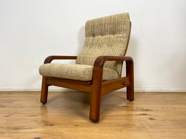 WMK I 1/2 Rarer skandinavischer Designer Sessel von HS Design, Teakholz Rahmen und feiner Wollbezug I Hochlehner Lesesessel Relax Armchair Teak Danish Design Mid-Century Vintage Berlin Hamburg München