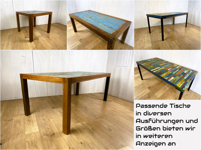 Boatwood by WMK # 1/2 Besonders schöner Stuhl aus altem Bootsholz mit original Bootsfarben, ein handgefertigtes Unikat aus massivem Teakholz # Esszimmerstühle Küchenstühle Holzstühle Chair Bootsmöbel