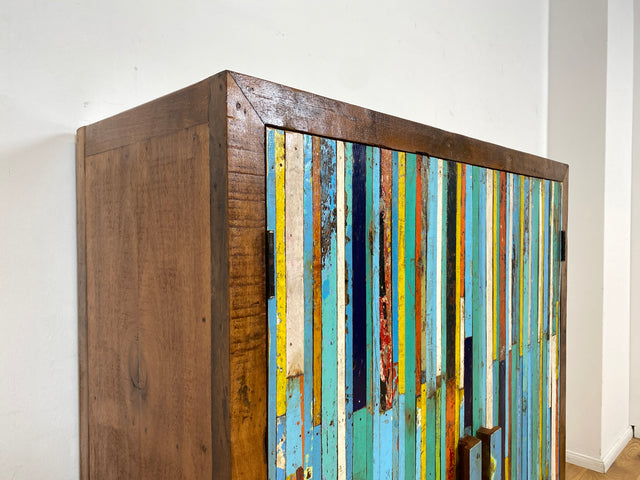 Boatwood by WMK I Sehr schöner Schrank aus altem Bootsholz I handgefertigtes Unikat I Teakholz massiv I Highboard Kleiderschrank Wäscheschrank Sideboard Kommode Schuhschrank Berlin Ulm