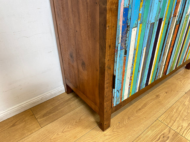 Boatwood by WMK I Sehr schöner Schrank aus altem Bootsholz I handgefertigtes Unikat I Teakholz massiv I Highboard Kleiderschrank Wäscheschrank Sideboard Kommode Schuhschrank Berlin Ulm