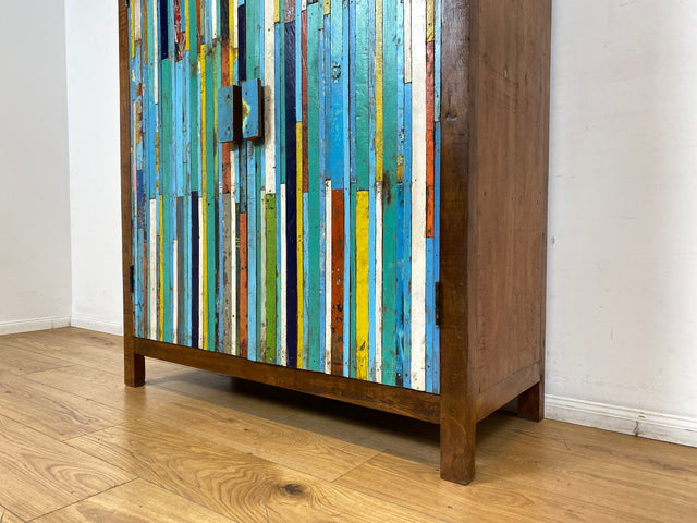 Boatwood by WMK I Sehr schöner Schrank aus altem Bootsholz I handgefertigtes Unikat I Teakholz massiv I Highboard Kleiderschrank Wäscheschrank Sideboard Kommode Schuhschrank Berlin Ulm