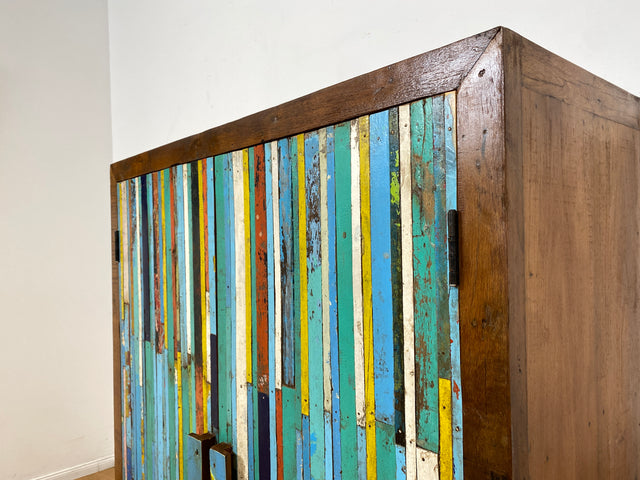 Boatwood by WMK I Sehr schöner Schrank aus altem Bootsholz I handgefertigtes Unikat I Teakholz massiv I Highboard Kleiderschrank Wäscheschrank Sideboard Kommode Schuhschrank Berlin Ulm