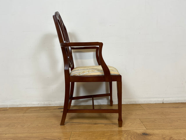 WMK I Set aus 4 eleganten Esszimmerstühlen in englischem Stil mit Armlehnen und hochwertigem Sitzbezug I Stühle Armlehnstühle Küchenstühle Holzstühle Regency Empire Vintage Möbel Berlin Leipzig Bremen