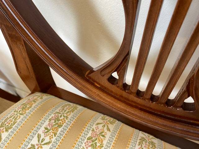 WMK I Set aus 4 eleganten Esszimmerstühlen in englischem Stil mit Armlehnen und hochwertigem Sitzbezug I Stühle Armlehnstühle Küchenstühle Holzstühle Regency Empire Vintage Möbel Berlin Leipzig Bremen