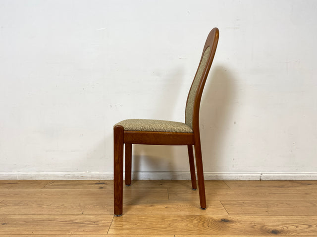 WMK I Set aus 4 hochwertigen skandinavischen Designer Stühlen I Holstebro Møbelfabrik I Teakholz I naturbeiger Originalbezug I Dining Chairs Armlehnen Esszimmer Danish Design Mid-Century Vintage Teak