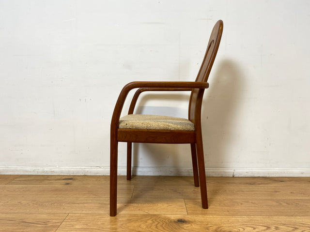 WMK I Set aus 6 hochwertigen skandinavischen Designer Stühlen I EMC Furniture I Teakholz massiv I naturbeiger Originalbezug I Dining Chairs Armlehnen Esszimmer Danish Design Mid-Century Vintage Teak