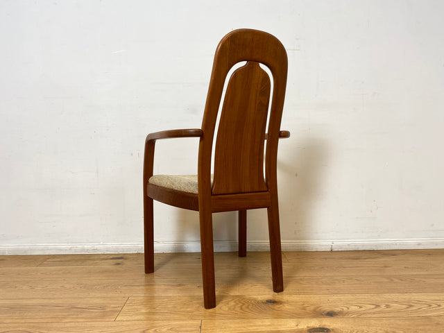 WMK I Set aus 6 hochwertigen skandinavischen Designer Stühlen I EMC Furniture I Teakholz massiv I naturbeiger Originalbezug I Dining Chairs Armlehnen Esszimmer Danish Design Mid-Century Vintage Teak