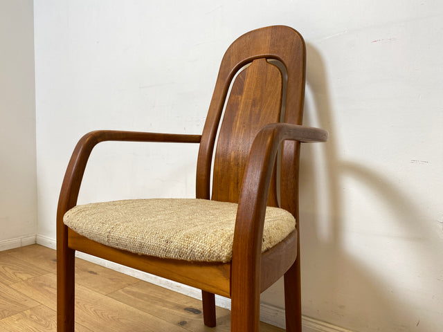 WMK I Set aus 6 hochwertigen skandinavischen Designer Stühlen I EMC Furniture I Teakholz massiv I naturbeiger Originalbezug I Dining Chairs Armlehnen Esszimmer Danish Design Mid-Century Vintage Teak