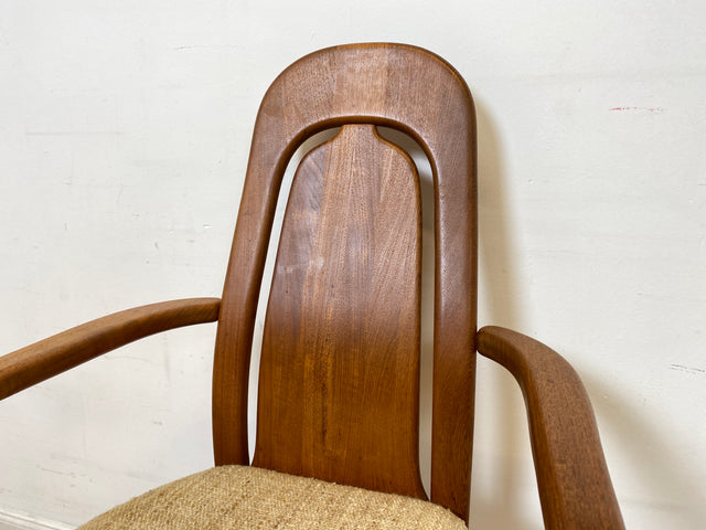 WMK I Set aus 6 hochwertigen skandinavischen Designer Stühlen I EMC Furniture I Teakholz massiv I naturbeiger Originalbezug I Dining Chairs Armlehnen Esszimmer Danish Design Mid-Century Vintage Teak