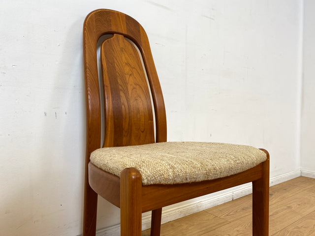 WMK I Set aus 6 hochwertigen skandinavischen Designer Stühlen I EMC Furniture I Teakholz massiv I naturbeiger Originalbezug I Dining Chairs Armlehnen Esszimmer Danish Design Mid-Century Vintage Teak