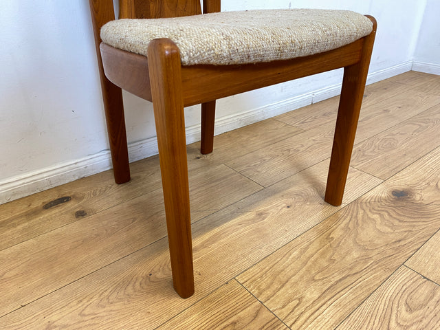 WMK I Set aus 6 hochwertigen skandinavischen Designer Stühlen I EMC Furniture I Teakholz massiv I naturbeiger Originalbezug I Dining Chairs Armlehnen Esszimmer Danish Design Mid-Century Vintage Teak