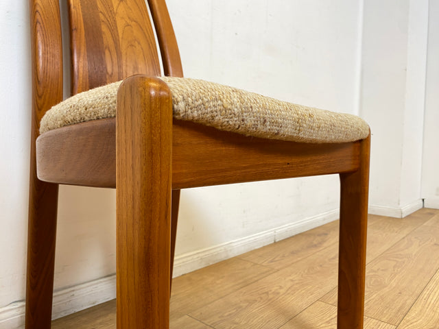 WMK I Set aus 6 hochwertigen skandinavischen Designer Stühlen I EMC Furniture I Teakholz massiv I naturbeiger Originalbezug I Dining Chairs Armlehnen Esszimmer Danish Design Mid-Century Vintage Teak