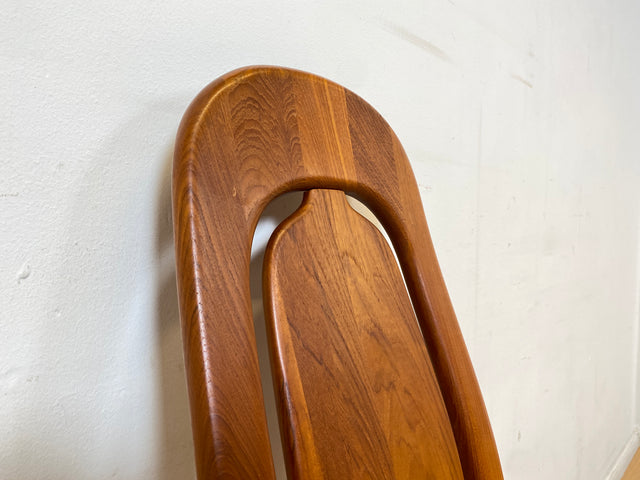 WMK I Set aus 6 hochwertigen skandinavischen Designer Stühlen I EMC Furniture I Teakholz massiv I naturbeiger Originalbezug I Dining Chairs Armlehnen Esszimmer Danish Design Mid-Century Vintage Teak