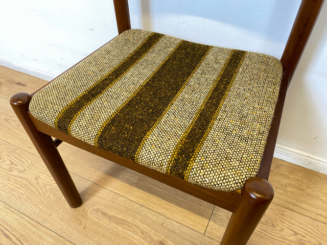 WMK I Set aus 6 stilvollen skandinavischen Mid-Century Designer Stühlen von Farstrup I Teakholz Rahmen & Wollbezug I Stühle Chairs Esszimmer Küchen Holz Danish Design Vintage Berlin Leipzig Rostock