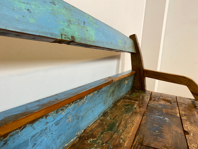 Boatwood by WMK # Besondere Sitzbank aus altem Boot I handgefertigtes & nachhaltiges Unikat in Originalfarbe I Bank Sofa Couch Küchenbank Sideboard Flur Holz Schiff Einbaum Möbel Bootsmöbel Loft Bench