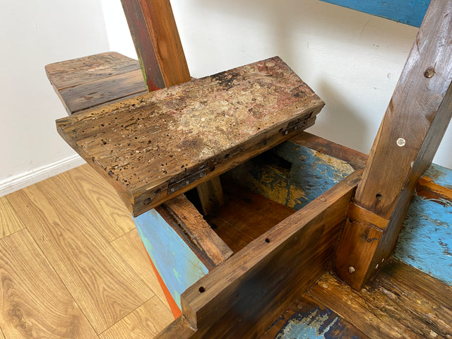 Boatwood by WMK # Besondere Sitzbank aus altem Boot I handgefertigtes & nachhaltiges Unikat in Originalfarbe I Bank Sofa Couch Küchenbank Sideboard Flur Holz Schiff Einbaum Möbel Bootsmöbel Loft Bench