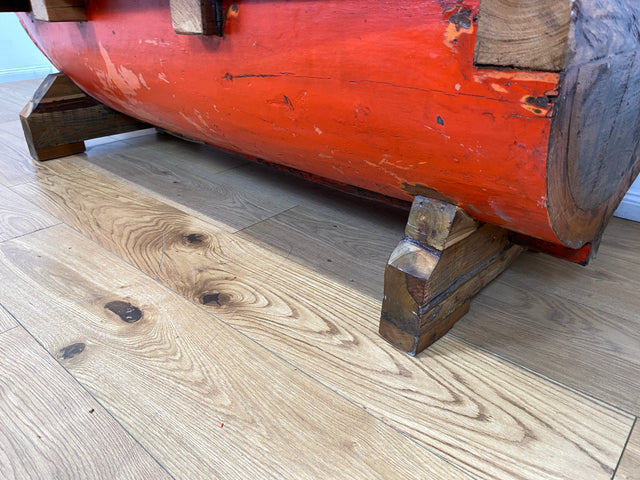 Boatwood by WMK # Besondere Sitzbank aus altem Boot I handgefertigtes & nachhaltiges Unikat in Originalfarbe I Bank Sofa Couch Küchenbank Sideboard Flur Holz Schiff Einbaum Möbel Bootsmöbel Loft Bench
