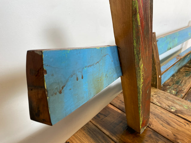 Boatwood by WMK # Besondere Sitzbank aus altem Boot I handgefertigtes & nachhaltiges Unikat in Originalfarbe I Bank Sofa Couch Küchenbank Sideboard Flur Holz Schiff Einbaum Möbel Bootsmöbel Loft Bench