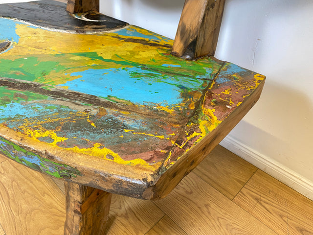 Boatwood by WMK # Einzigartige Sitzbank aus altem Bootsholz, ein handgefertigtes Unikat aus massivem Teakholz, Outdoor geeignet # Bank Holzbank Küchenbank Gartenbank Bench Gartenmöbel Balkonmöbel Teak